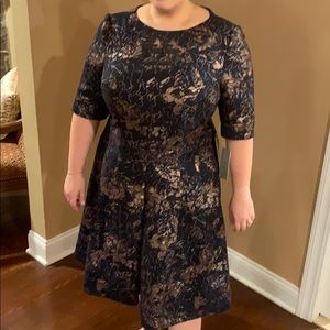 Teri Jon A-line Jacquard Dress